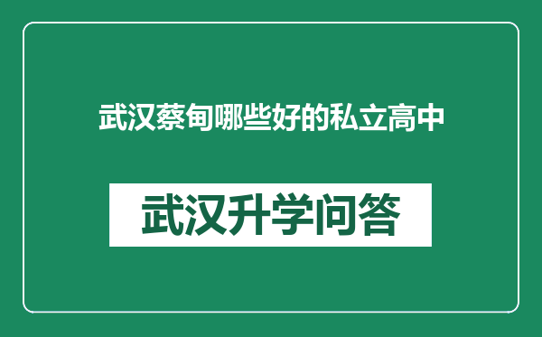 武汉蔡甸哪些好的私立高中