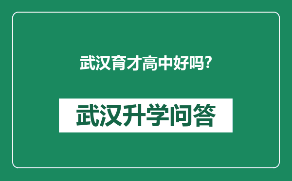 武汉育才高中好吗？