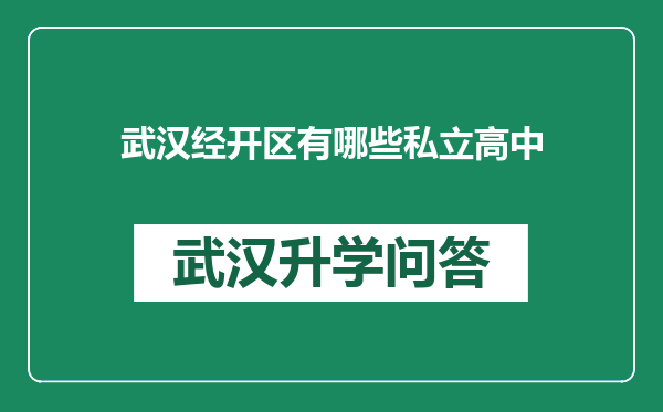 武汉经开区有哪些私立高中