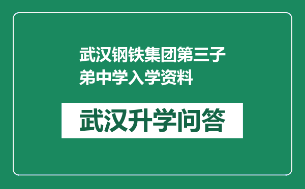 武汉钢铁集团第三子弟中学入学资料