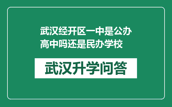 武汉经开区一中是公办高中吗还是民办学校