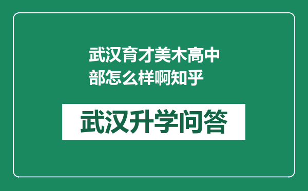 武汉育才美木高中部怎么样啊知乎