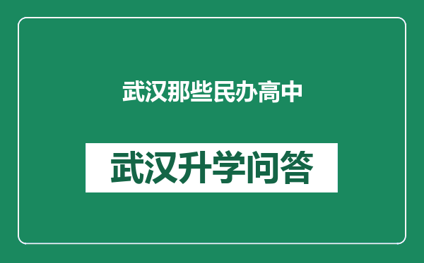 武汉那些民办高中