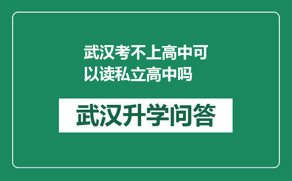 武汉考不上高中可以读私立高中吗