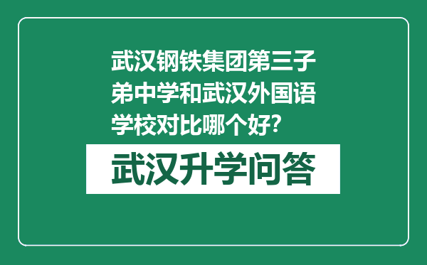 武汉钢铁集团第三子弟中学和武汉外国语学校对比哪个好？