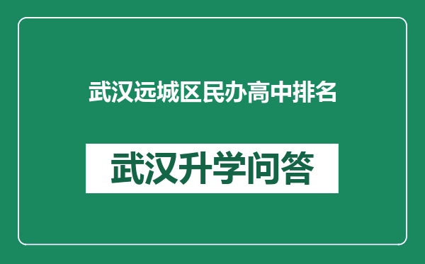 武汉远城区民办高中排名