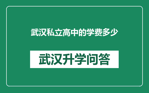 武汉私立高中的学费多少