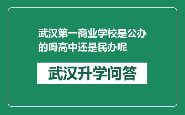 武汉第一商业学校是公办的吗高中还是民办呢