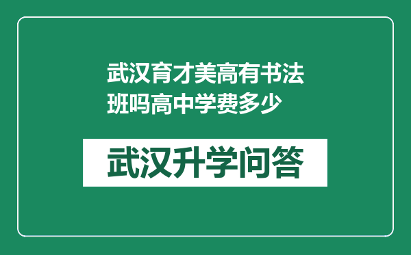 武汉育才美高有书法班吗高中学费多少