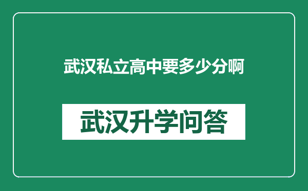 武汉私立高中要多少分啊