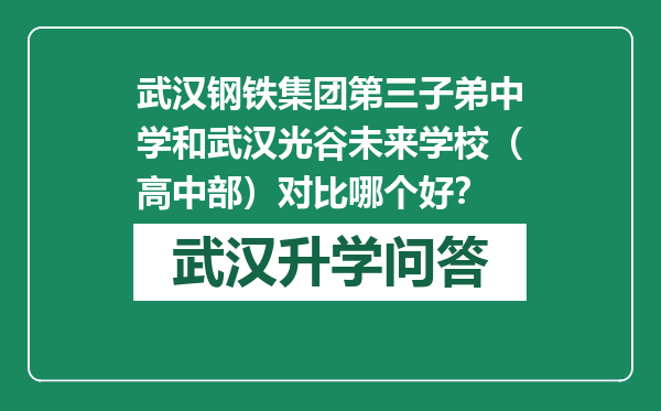 武汉钢铁集团第三子弟中学和武汉光谷未来学校（高中部）对比哪个好？