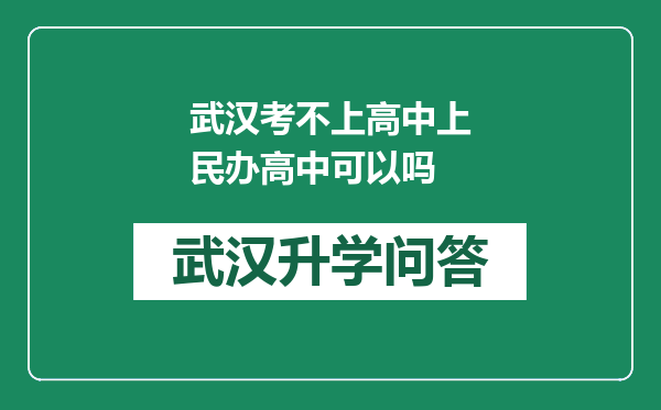 武汉考不上高中上民办高中可以吗