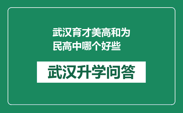 武汉育才美高和为民高中哪个好些