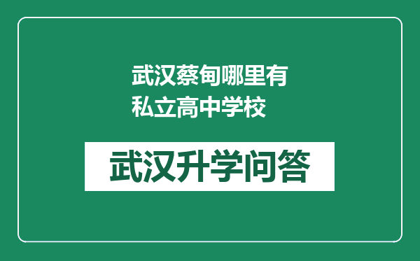 武汉蔡甸哪里有私立高中学校