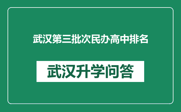 武汉第三批次民办高中排名