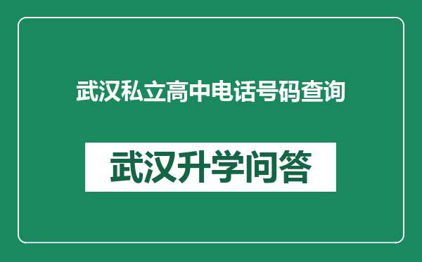 武汉私立高中电话号码查询