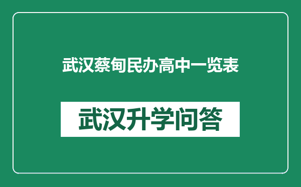 武汉蔡甸民办高中一览表