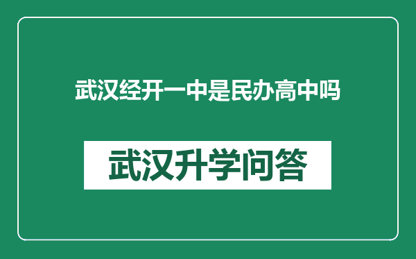 武汉经开一中是民办高中吗