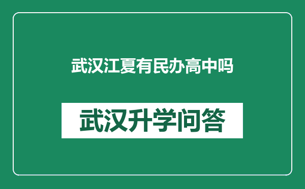 武汉江夏有民办高中吗