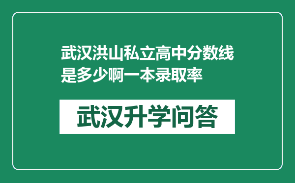 武汉洪山私立高中分数线是多少啊一本录取率