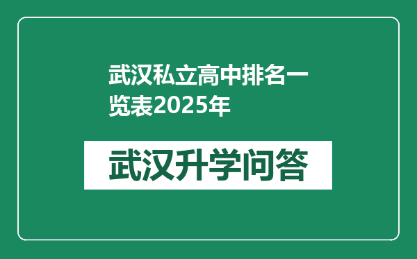 武汉私立高中排名一览表2025年