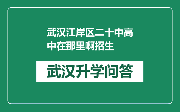 武汉江岸区二十中高中在那里啊招生