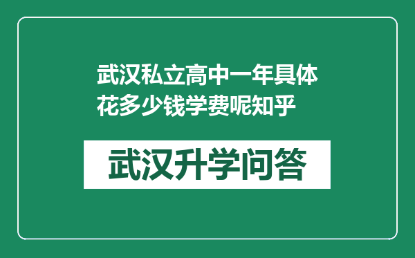 武汉私立高中一年具体花多少钱学费呢知乎