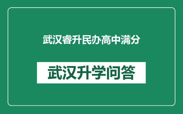 武汉睿升民办高中满分