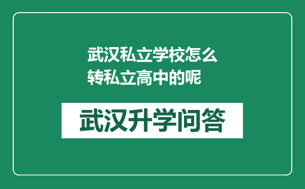 武汉私立学校怎么转私立高中的呢