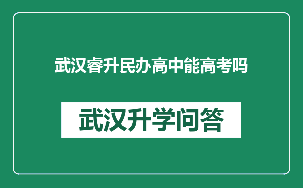 武汉睿升民办高中能高考吗