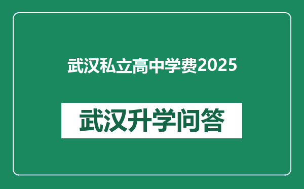 武汉私立高中学费2025