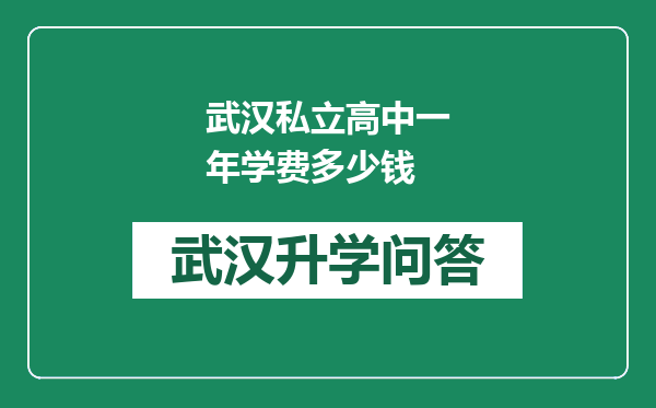 武汉私立高中一年学费多少钱