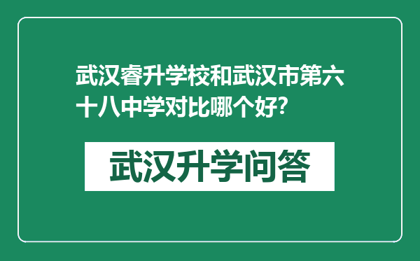 武汉睿升学校和武汉市第六十八中学对比哪个好？