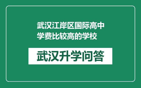 武汉江岸区国际高中学费比较高的学校