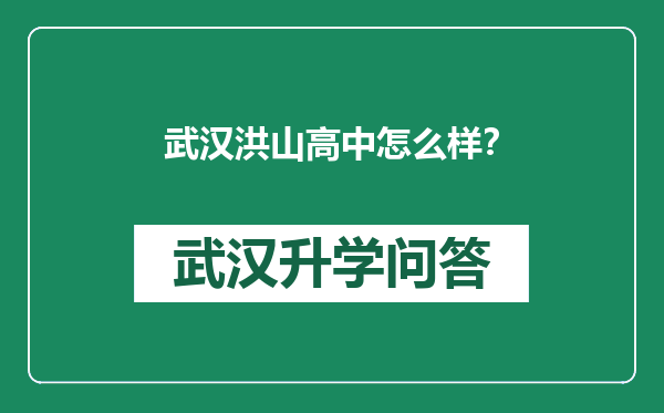 武汉洪山高中怎么样？