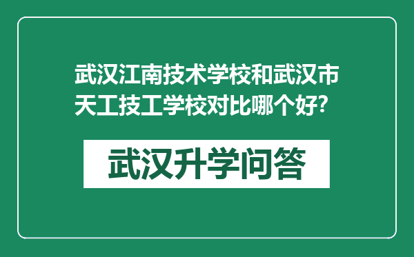 武汉江南技术学校和武汉市天工技工学校对比哪个好？