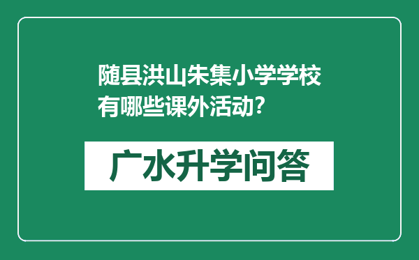 随县洪山朱集小学学校有哪些课外活动？