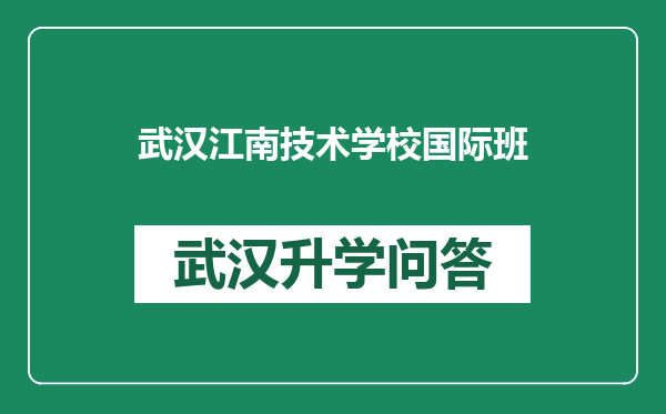 武汉江南技术学校国际班