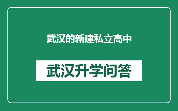 武汉的新建私立高中