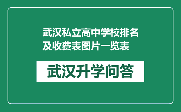 武汉私立高中学校排名及收费表图片一览表