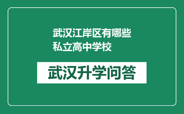 武汉江岸区有哪些私立高中学校