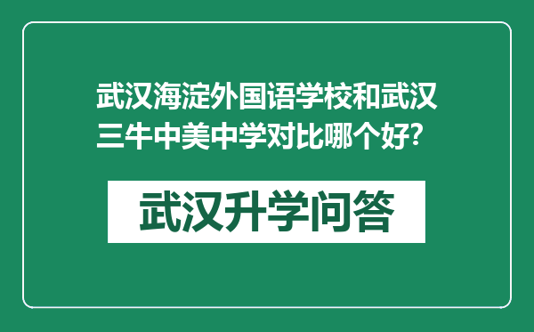 武汉海淀外国语学校和武汉三牛中美中学对比哪个好？