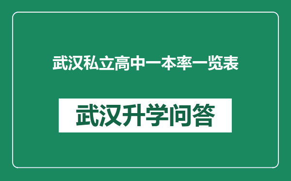 武汉私立高中一本率一览表