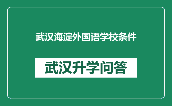 武汉海淀外国语学校条件