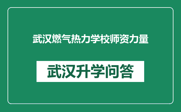 武汉燃气热力学校师资力量