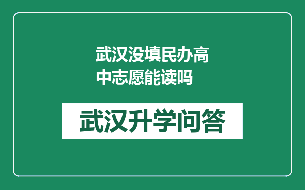 武汉没填民办高中志愿能读吗