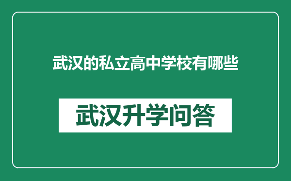 武汉的私立高中学校有哪些