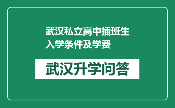 武汉私立高中插班生入学条件及学费