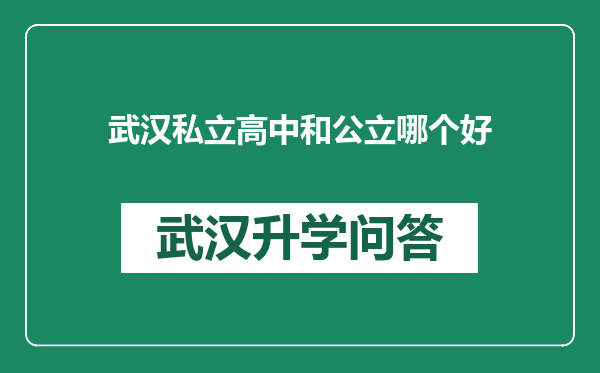 武汉私立高中和公立哪个好