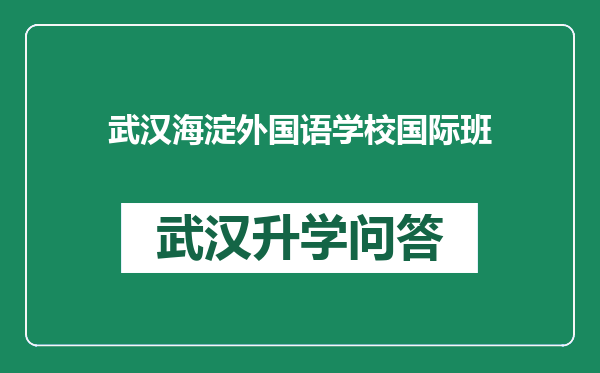 武汉海淀外国语学校国际班